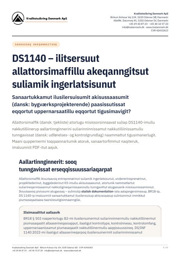 KS Danmark-ip DS1140-imut allattorsimaffiata suliamik ingerlatsisunut saqqaa